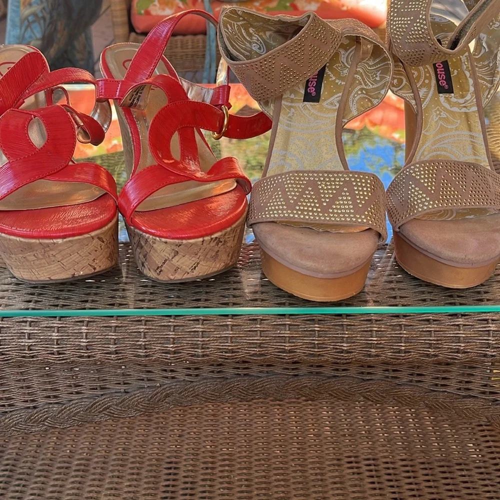 2 pairs of high platforms - women shoes size 8 1/2